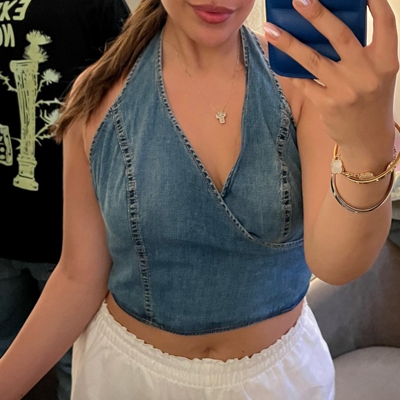 ZARA| DENIM WRAP HALTER - Picture 3 of 7